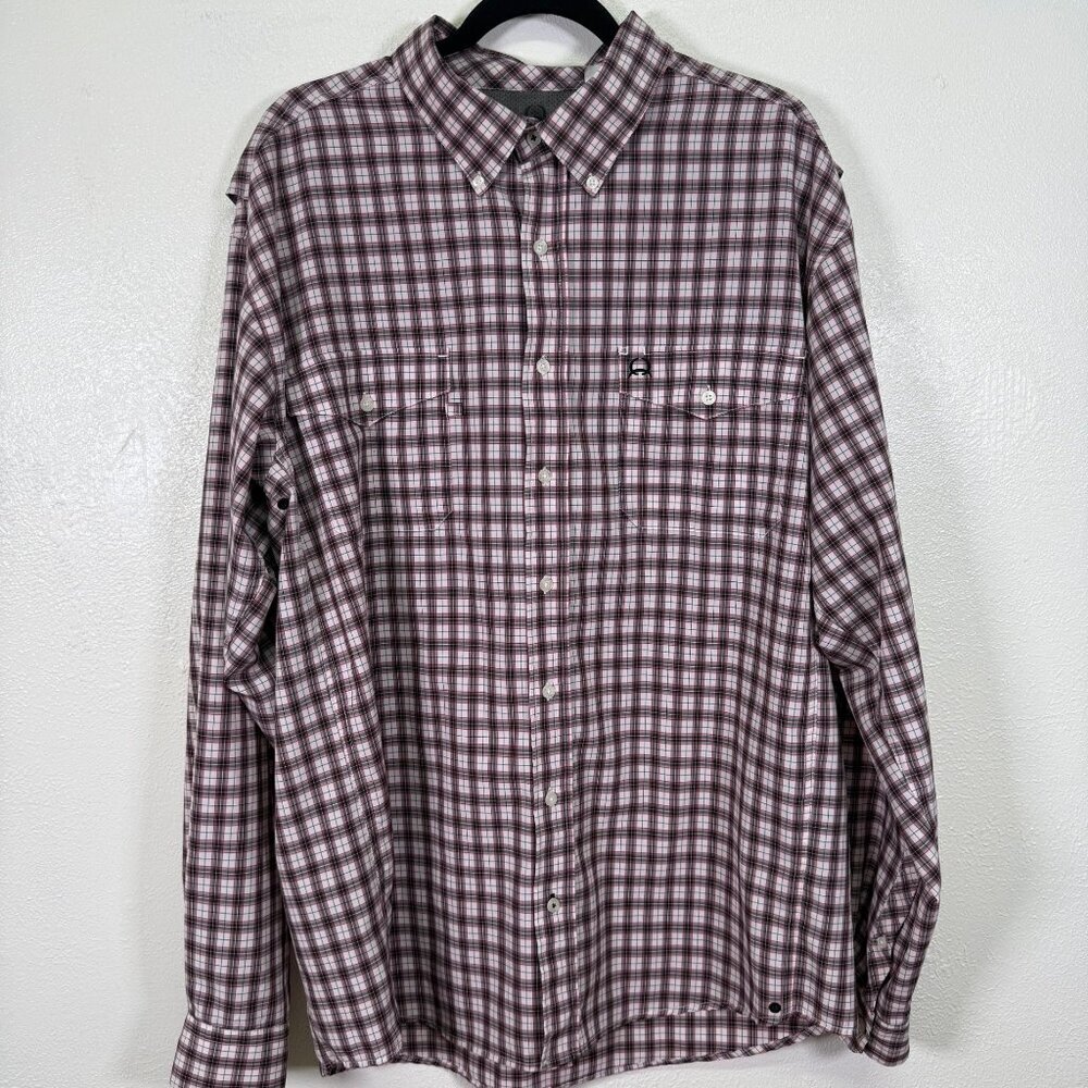 Cinch Men’s Plaid Button Down Shirt XL Western Cowboy Rodeo Mesh Performance